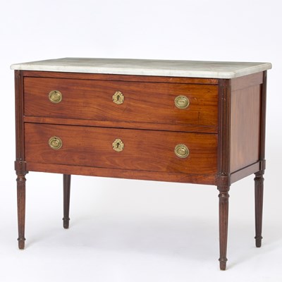 Lot 127 - Continental Neoclassical Marble Top Mahogany Commode