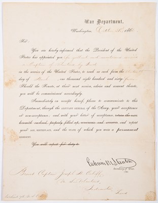 Lot 164 - An 1866 document relating to a notable Lieutenant in the United States Colored Troops
