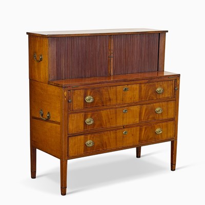 Lot 140 - The Paul Revere Federal Inlaid Mahogany Tambour Desk