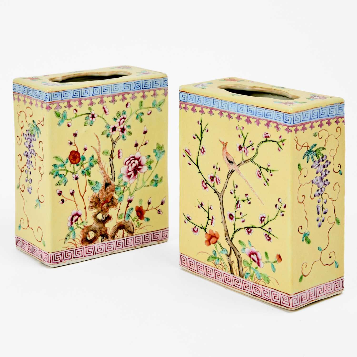 Lot 97 - A Pair of Chinese Square-Form Porcelain Jardinieres