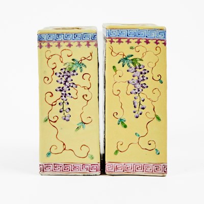 Lot 97 - A Pair of Chinese Square-Form Porcelain Jardinieres