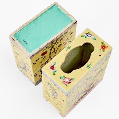 Lot 97 - A Pair of Chinese Square-Form Porcelain Jardinieres