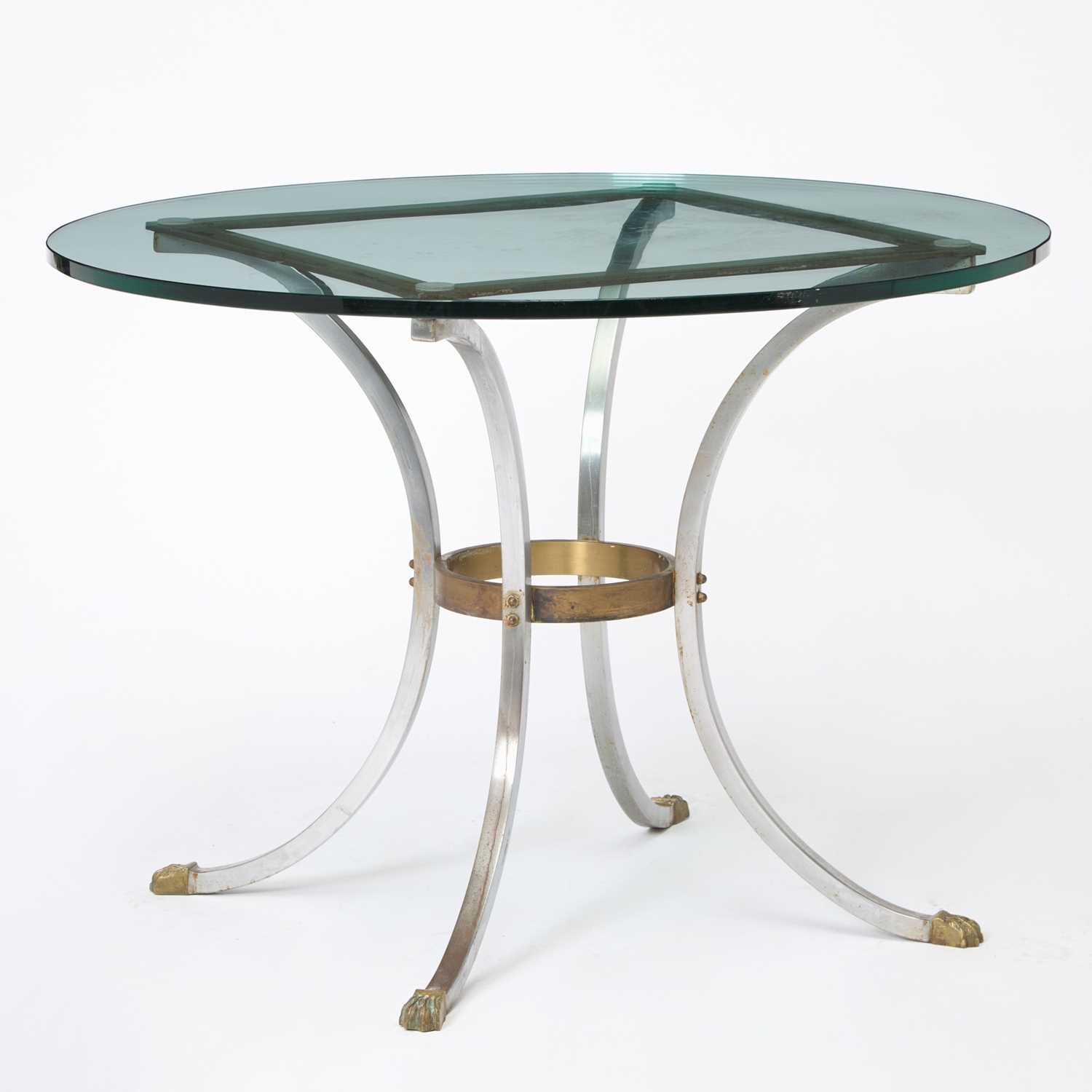 Lot 277 - Maison Janson Style Glass Top Steel Center Table