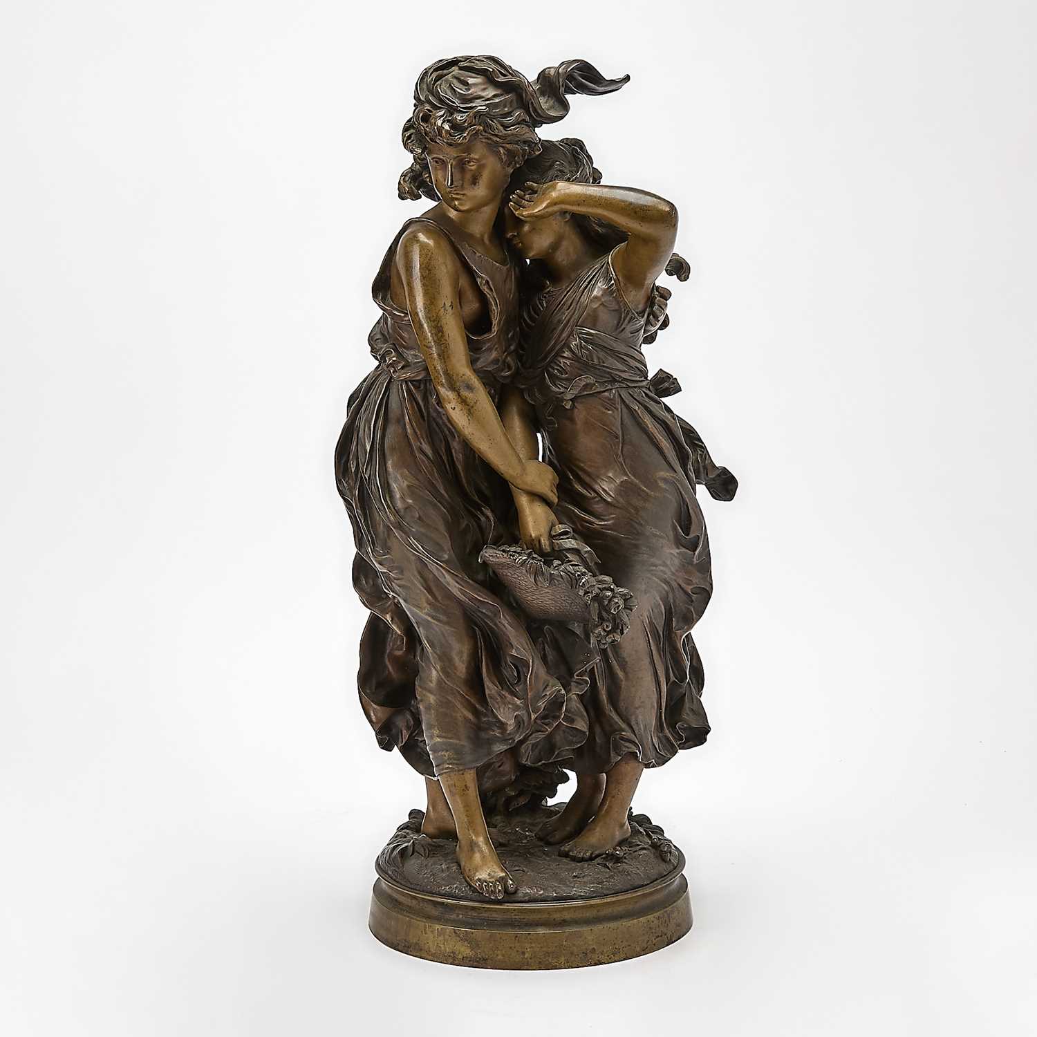Lot 253 - Hippolyte Francois Moreau 'Consolation' Patinated Bronze Sculpture