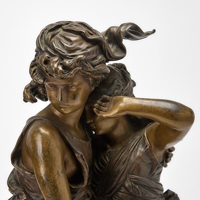 Lot 253 - Hippolyte Francois Moreau 'Consolation' Patinated Bronze Sculpture