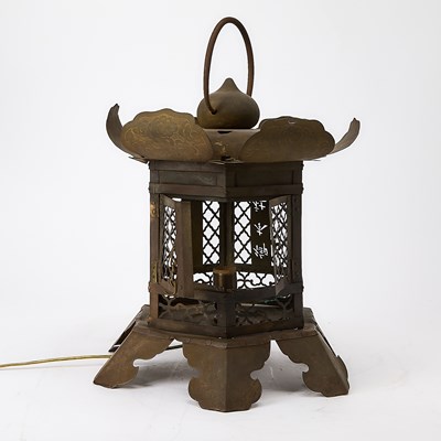 Lot 186 - Pair of Japanese Copper Alloy Temple Lanterns