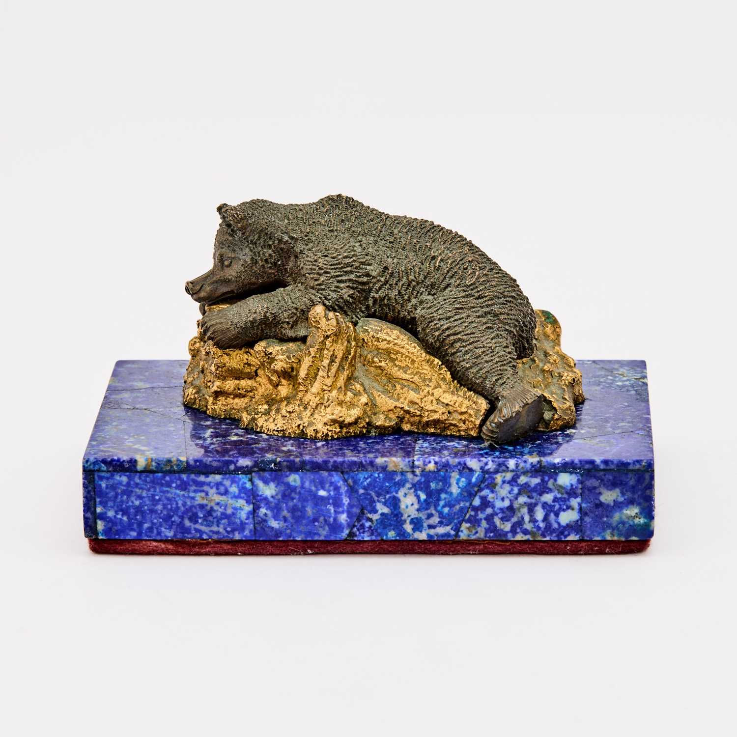 Lot 201 - Russian Gilt and Patinated Bronze Bear on Hardstone Base