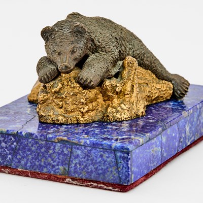 Lot 201 - Russian Gilt and Patinated Bronze Bear on Hardstone Base