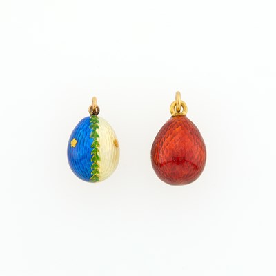 Lot 222 - Russian Guilloché Enamel Pendant Egg