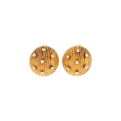 Lot 1110 - Pair of Gold and Diamond Earclips