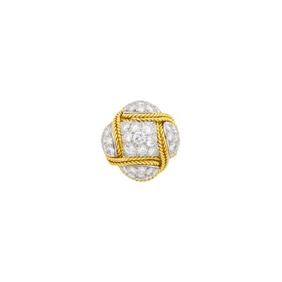 Lot 136 - Gold, Platinum and Diamond Dome Ring