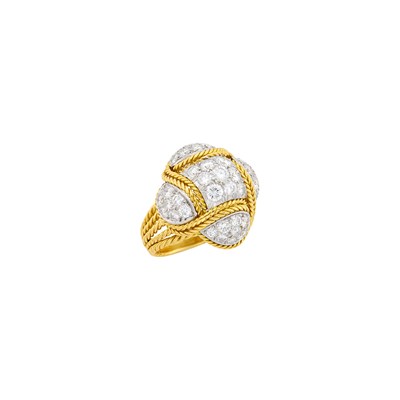 Lot 136 - Gold, Platinum and Diamond Dome Ring