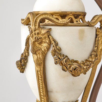 Lot 119 - Pair of Louis XVI Style Gilt-Metal Mounted Marble Lamps
