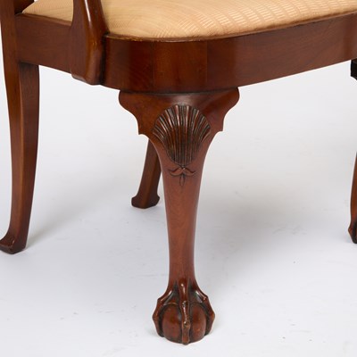 Lot 155 - Set of Sixteen George II Style Upholstered Walnut Dining Chairs