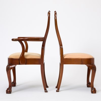 Lot 155 - Set of Sixteen George II Style Upholstered Walnut Dining Chairs
