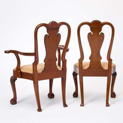 Lot 155 - Set of Sixteen George II Style Upholstered Walnut Dining Chairs