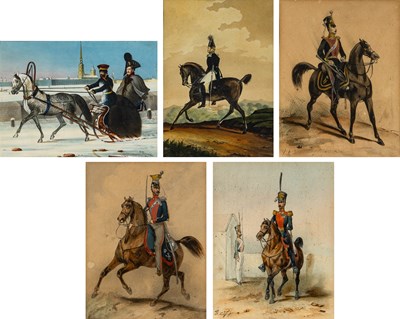 Lot 90 - Group of hand-colored prints by various artists