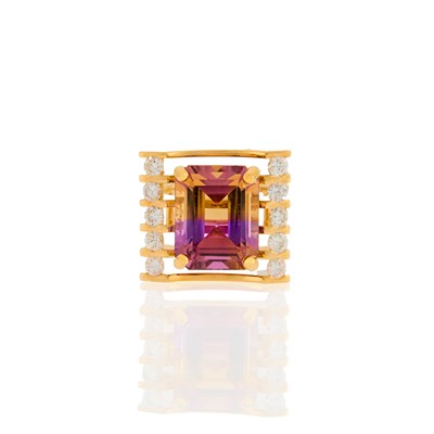 Lot 1034 - Gold, Ametrine and Diamond Ring