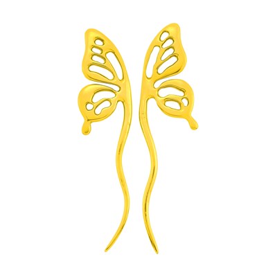 Lot 6 - Tiffany & Co. Pair of Gold Butterfly Hair Pins