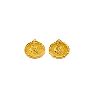 Lot 2213 - Seidengang Pair of Gold and Diamond Earrings