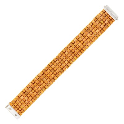 Lot 1116 - Roberto Coin Woven Rose and White Gold and Diamond 'Appassionata' Bracelet