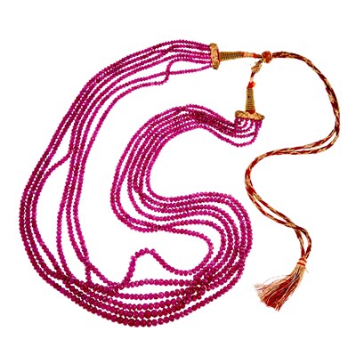 Lot 1254 - Six Strand Ruby Bead Necklace