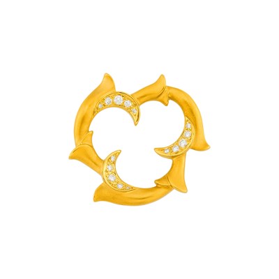 Lot 1014 - Angela Cummings Gold and Diamond Ribbon Brooch