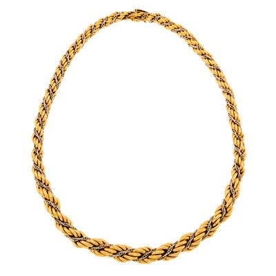 Lot 2192 - Two-Color Gold Rope-Twist Chain Necklace