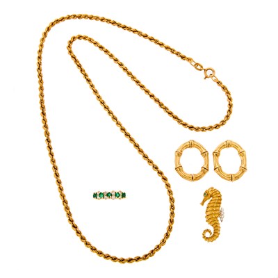 Lot 2186 - Group of Gold, Diamond and Emerald Jewelry