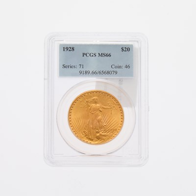 Lot 25 - United States. 1928 Saint Gaudens Double Eagle. PCGS MS-66.