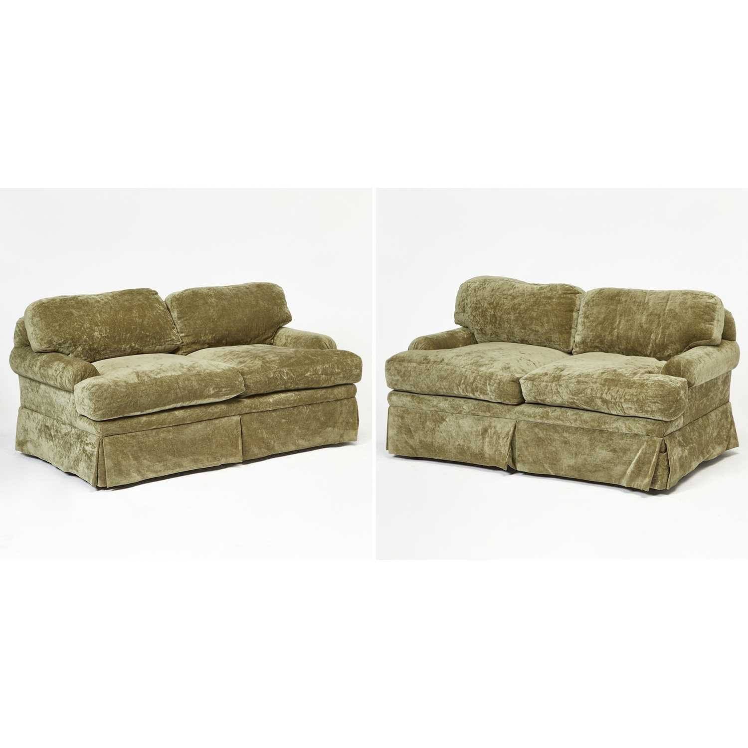 Lot 260 - Pair of Green Upholstered Beckenstein Settees