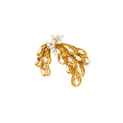 Lot 1033 - Gold, Platinum and Diamond Brooch