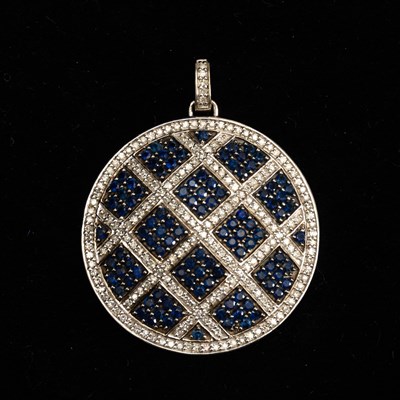 Lot 113 - 14KT White Gold, Sapphire and Diamond Pendant