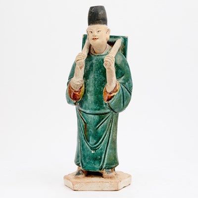 Lot 71 - A Chinese Glazed Pottery Figure of an Attendant