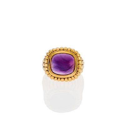 Lot 1024 - Tiffany & Co. Gold and Cabochon Amethyst Ring