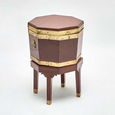 Lot 163 - George III Brass Bound Octagonal Mahogany Cellarette