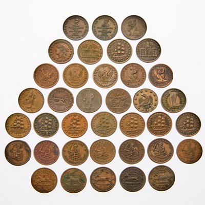 Lot 84 - United States. Group of Hard Times Tokens. Grades Vary.