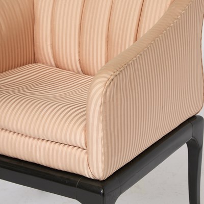 Lot 285 - Pair of Art Deco Style Upholstered Ebonized Armchairs