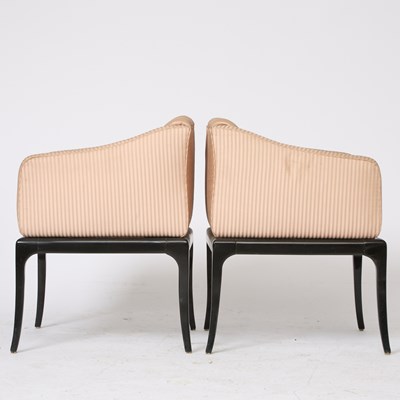 Lot 285 - Pair of Art Deco Style Upholstered Ebonized Armchairs