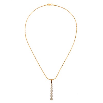 Lot 1041 - White Gold and Diamond Pendant with Gold Chain Necklace