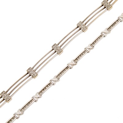 Lot 1154 - Two White Gold and Diamond Bracelets