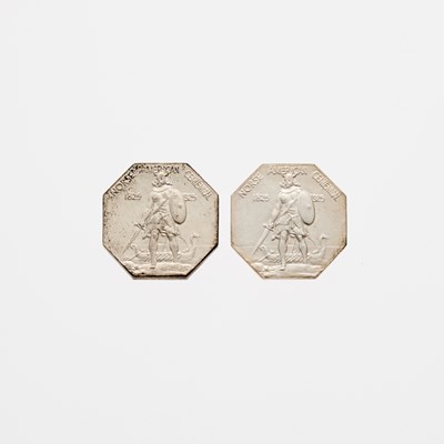Lot 118 - United States. Pair of 1925 Norse American Silver Medals, Thick and Thin. Mint State and About Uncirculated Details, Cleaned.