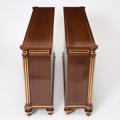 Lot 307 - Pair of Regency Style Parcel-Gilt Mahogany Bookcases