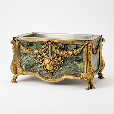 Lot 210 - Louis XVI Style Gilt-Bronze Mounted Green Marble Jardinière