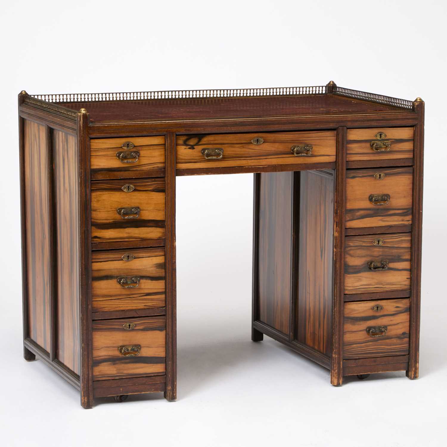 Lot 110 - Victorian Leather Mounted Calamander Desk