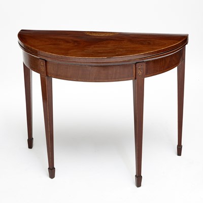 Lot 107 - Federal Inlaid Mahogany Demilune Games Table