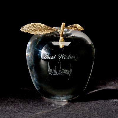 Lot 221 - Cartier Silver-Gilt and Glass Apple Paperweight
