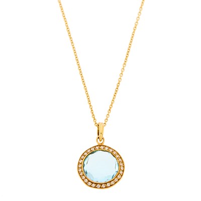 Lot 1072 - Ippolita Gold, Blue Topaz and Diamond Pendant with Chain Necklace