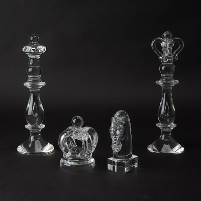 Lot 197 - Group of Steuben Chess Themed Table Articles