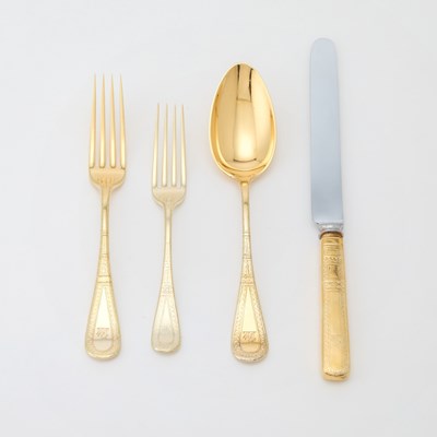 Lot Assembled Tiffany & Co. and Ford Sterling Silver Gilt Flatware